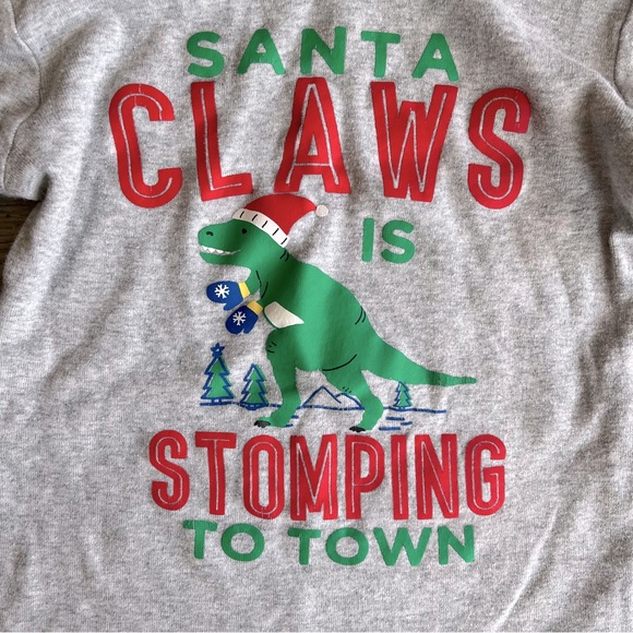 Carter’s Dinosaur Christmas LS Pajamas - Santa Claws Is Stomping To Town - Picture 7 of 11